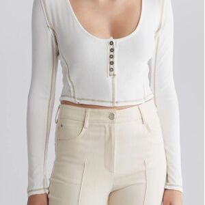 POL Destinee Henley Crop Top